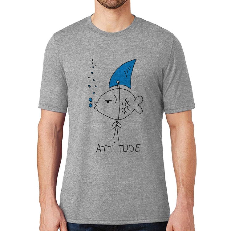 Camiseta Atitude Peixe Tubarão - Cinza