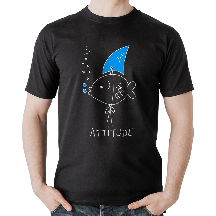 Camiseta Algodão Atitude Peixe Tubarão