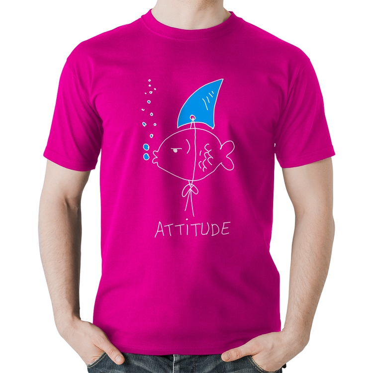 Camiseta Algodão Atitude Peixe Tubarão - Rosa