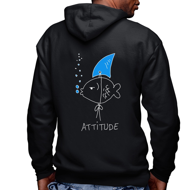 Blusa Moletom Atitude Peixe Tubarão Masculina com Capuz e Zíper