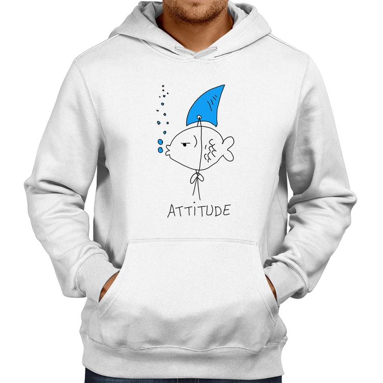 Moletom Atitude Peixe Tubarão - Branco