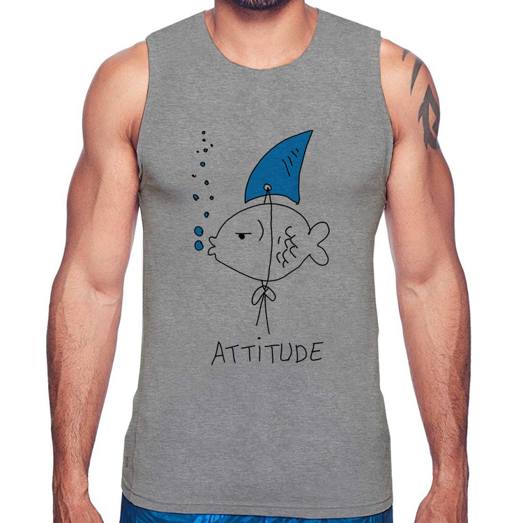 Regata Atitude Peixe Tubarão - Cinza