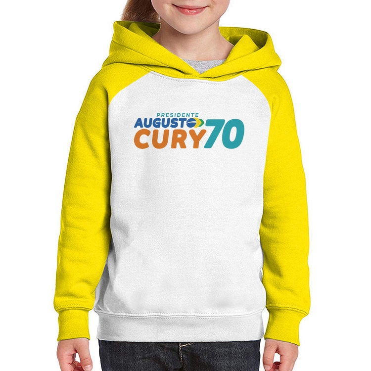 Moletom Infantil Augusto Cury 70 Avante - Branco/Amarelo