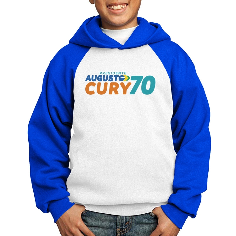 Moletom Infantil Augusto Cury 70 Avante - Branco/Azul