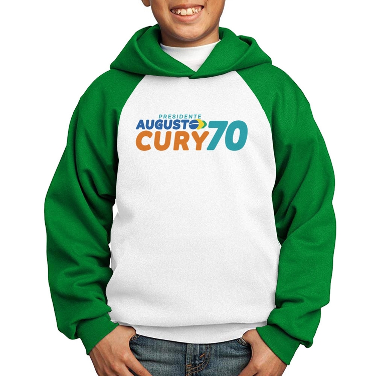 Moletom Infantil Augusto Cury 70 Avante - Branco/Verde