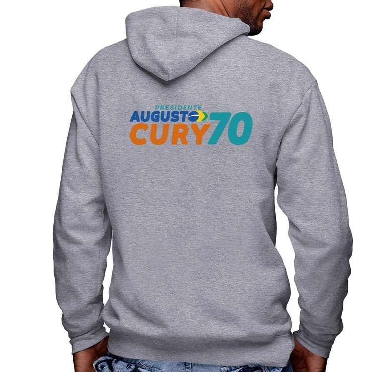 Blusa Moletom Augusto Cury 70 Avante Masculina com Capuz e Zíper - Mescla
