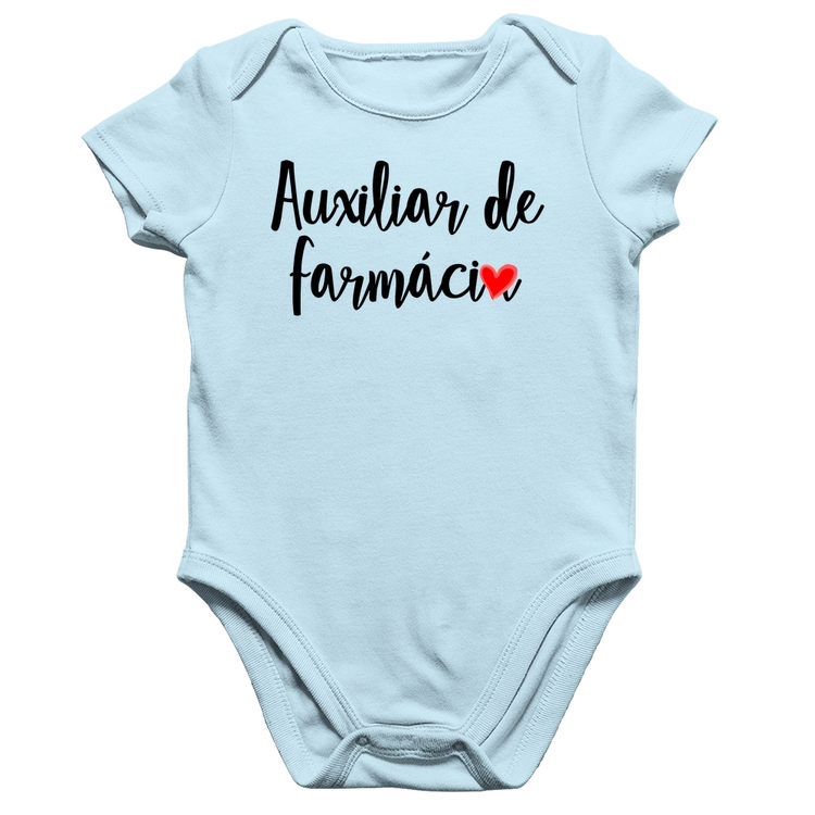 Body Bebê Algodão Auxiliar de Farmácia por Amor - Azul Bebê