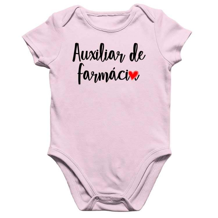 Body Bebê Algodão Auxiliar de Farmácia por Amor - Rosa Bebê