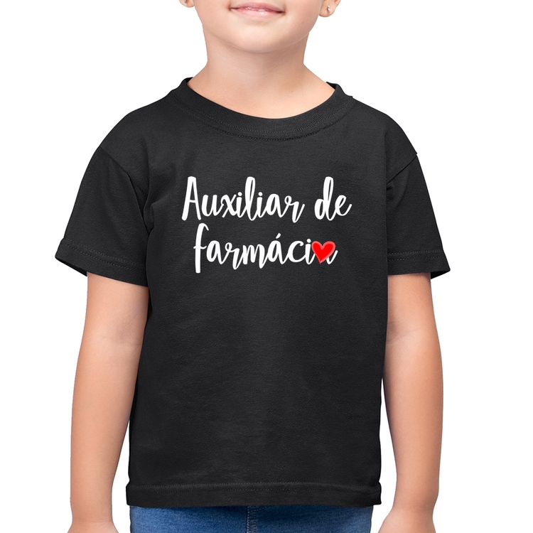 Camiseta Algodão Infantil Auxiliar de Farmácia por Amor