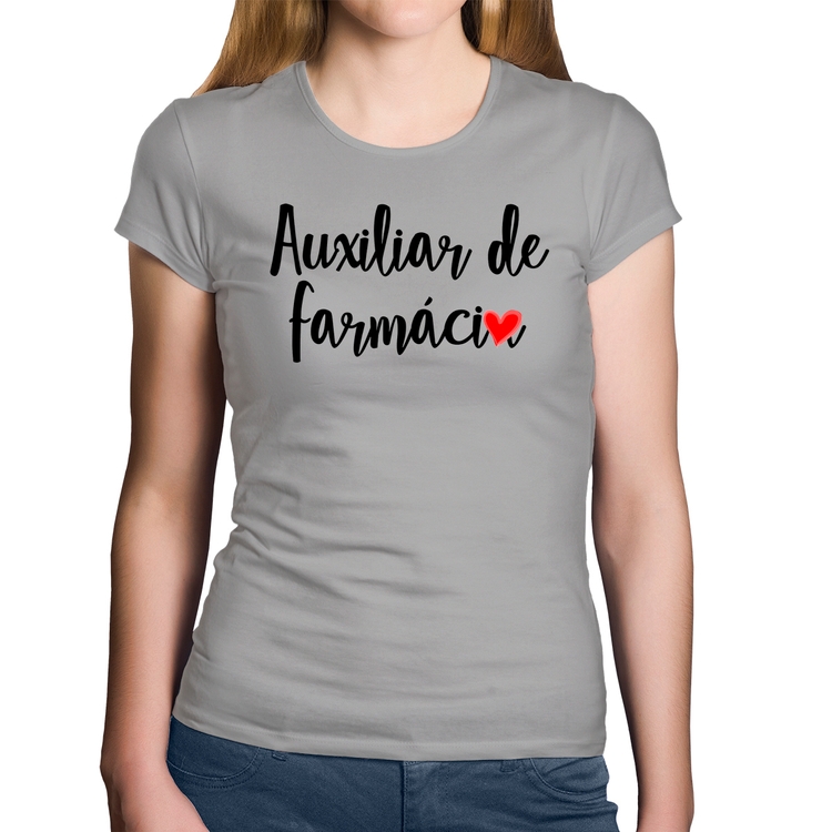 Baby Look Algodão Auxiliar de Farmácia por Amor - Cinza