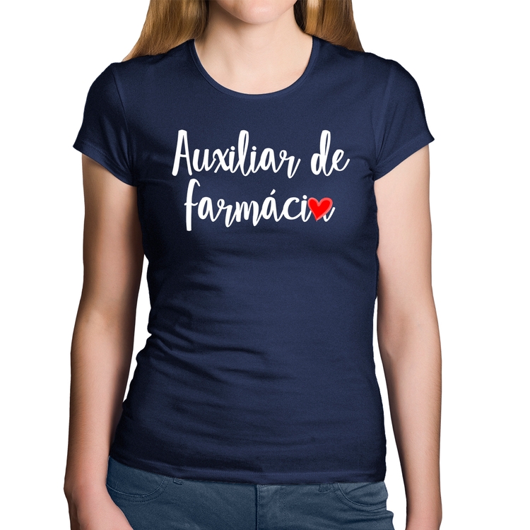 Baby Look Algodão Auxiliar de Farmácia por Amor - Marinho