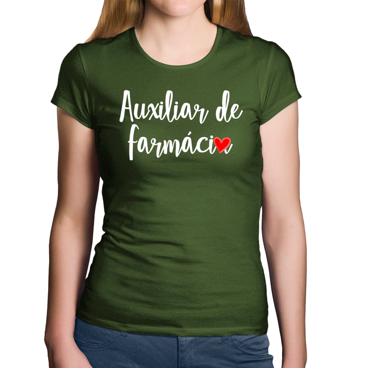 Baby Look Algodão Auxiliar de Farmácia por Amor - Musgo