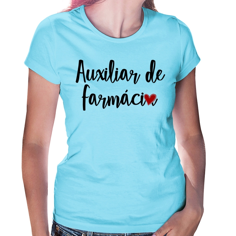 Baby Look Auxiliar de Farmácia por Amor - Azul Bebê
