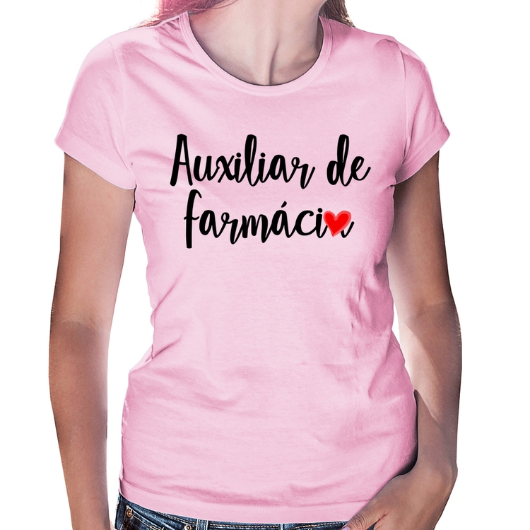 Baby Look Auxiliar de Farmácia por Amor - Rosa Bebê
