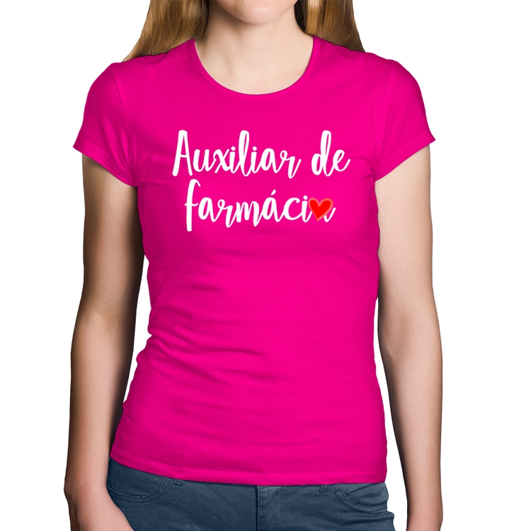 Baby Look Algodão Auxiliar de Farmácia por Amor - Rosa