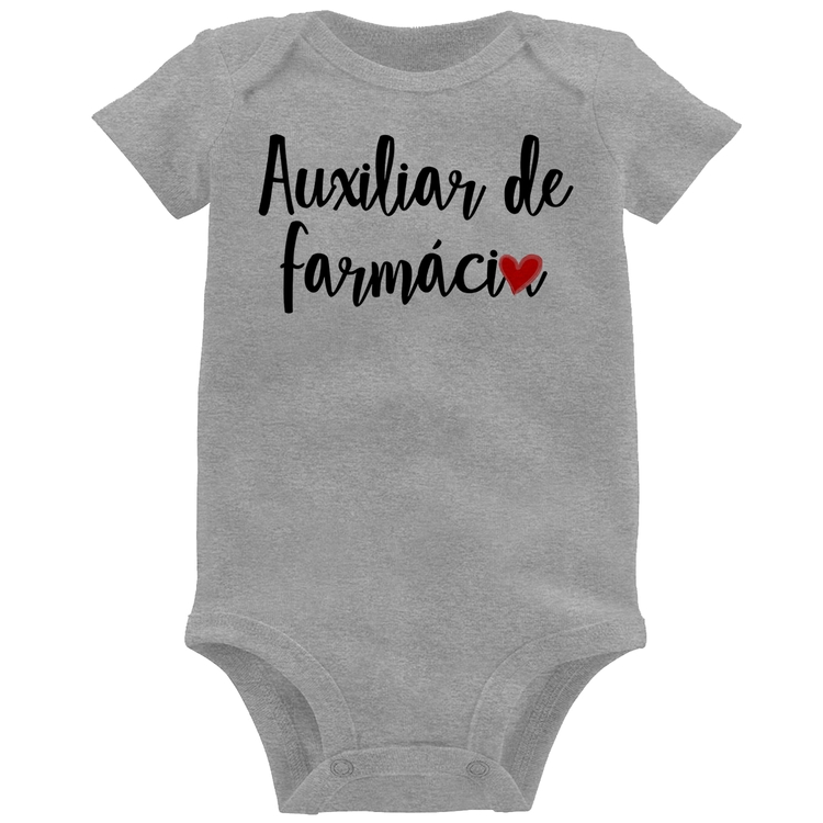 Body Bebê Auxiliar de Farmácia por Amor - Cinza