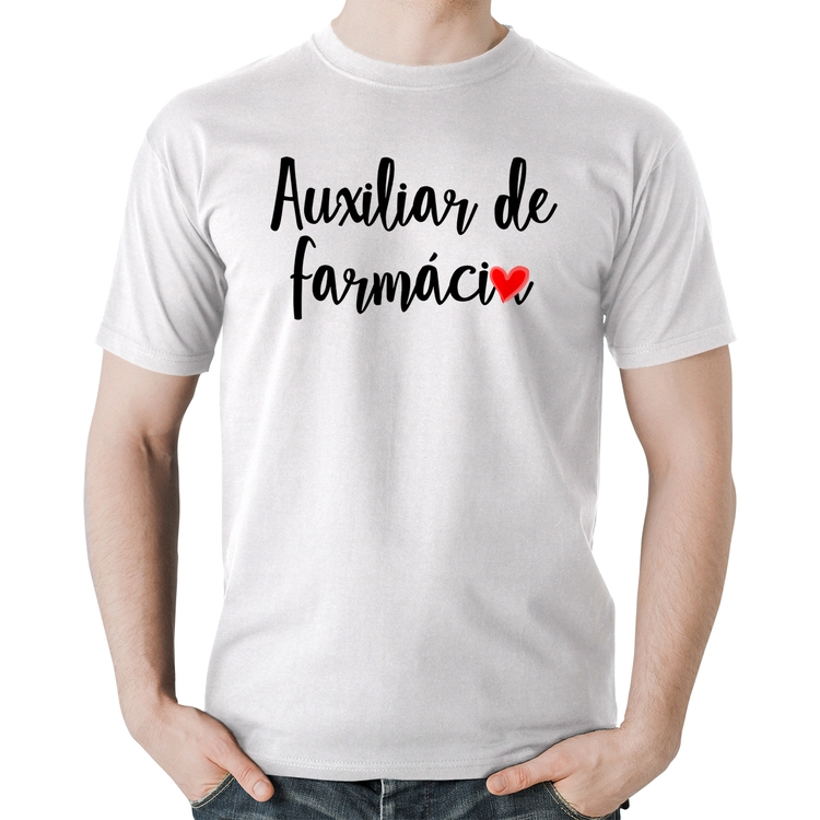 Camiseta Algodão Auxiliar de Farmácia por Amor - Branca