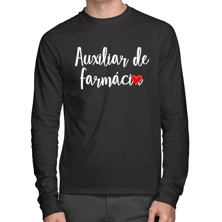 Camiseta Algodão Auxiliar de Farmácia por Amor Manga Longa