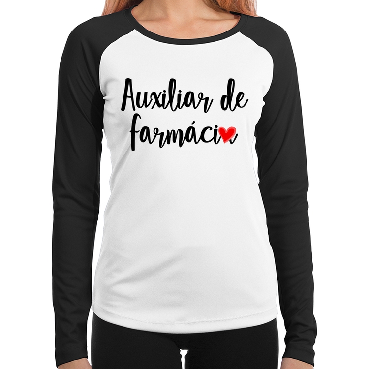 Baby Look Raglan Auxiliar de Farmácia por Amor Manga Longa