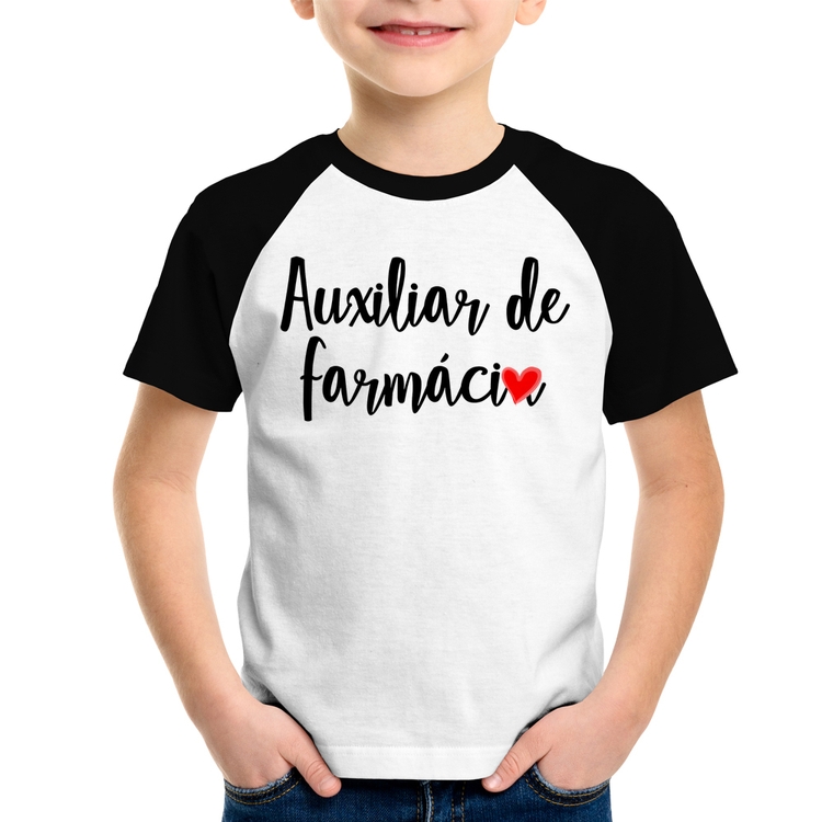 Camiseta Raglan Infantil Auxiliar de Farmácia por Amor