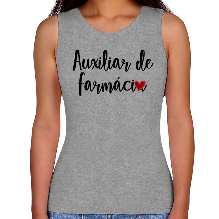 Regata Feminina Auxiliar de Farmácia por Amor - Cinza