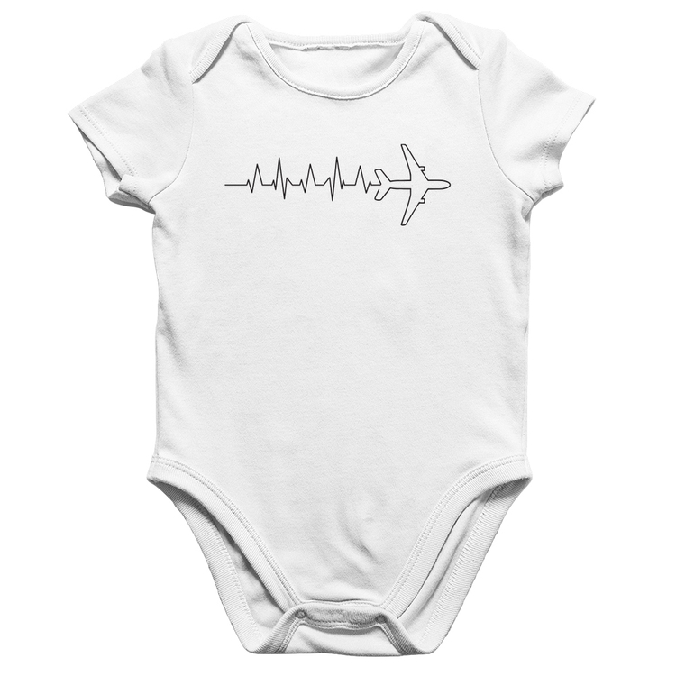 Body Bebê Algodão Avião Batimentos Cardíacos - Branco