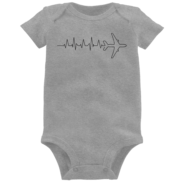 Body Bebê Avião Batimentos Cardíacos - Cinza