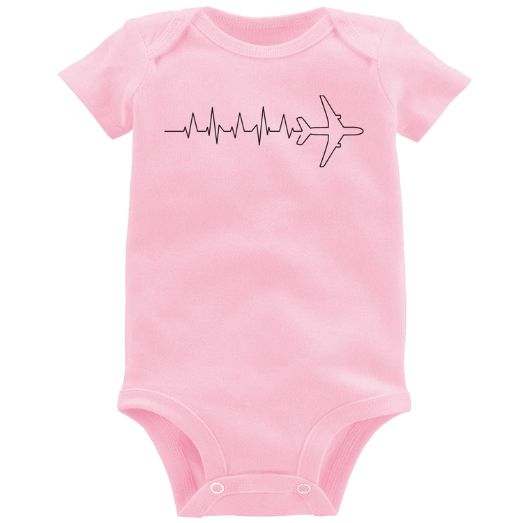 Body Bebê Avião Batimentos Cardíacos - Rosa Bebê