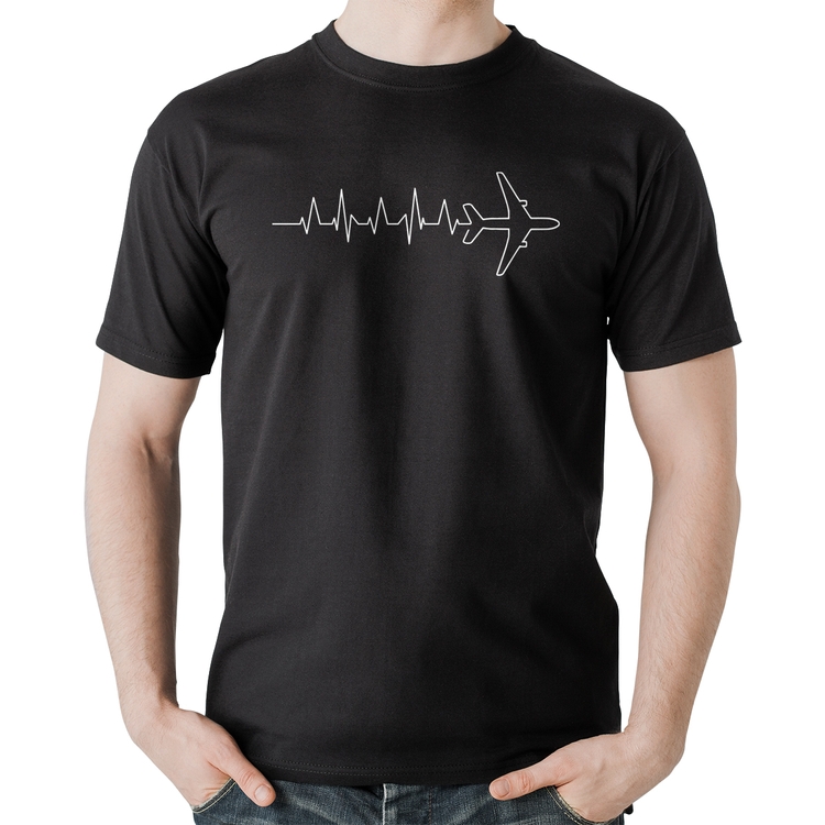 Camiseta Algodão Avião Batimentos Cardíacos