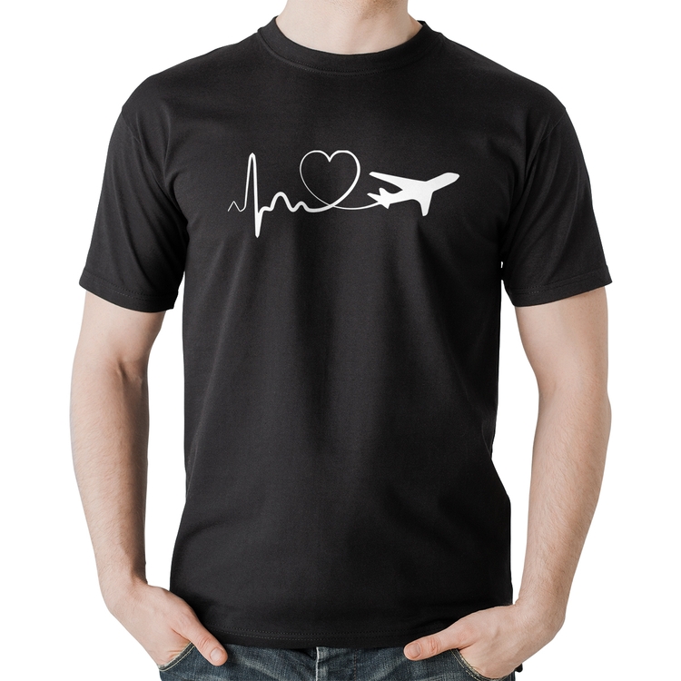 Camiseta Algodão Avião Batimentos Cardíacos Coração