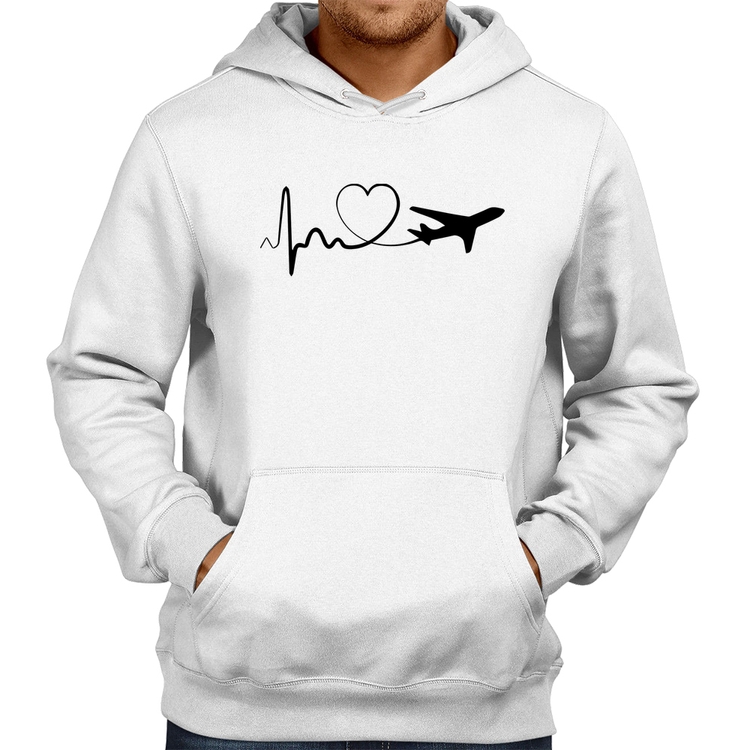 Moletom Avião Batimentos Cardíacos Coração - Branco