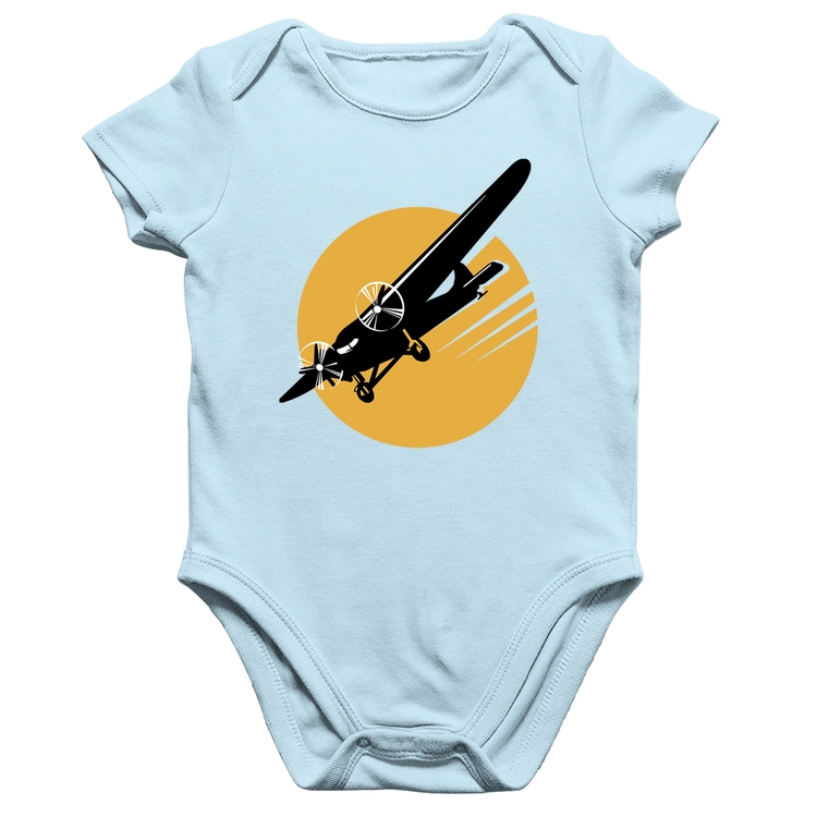 Body Bebê Algodão Avião Bimotor - Azul Bebê