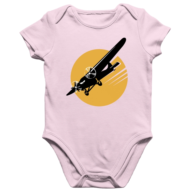 Body Bebê Algodão Avião Bimotor - Rosa Bebê
