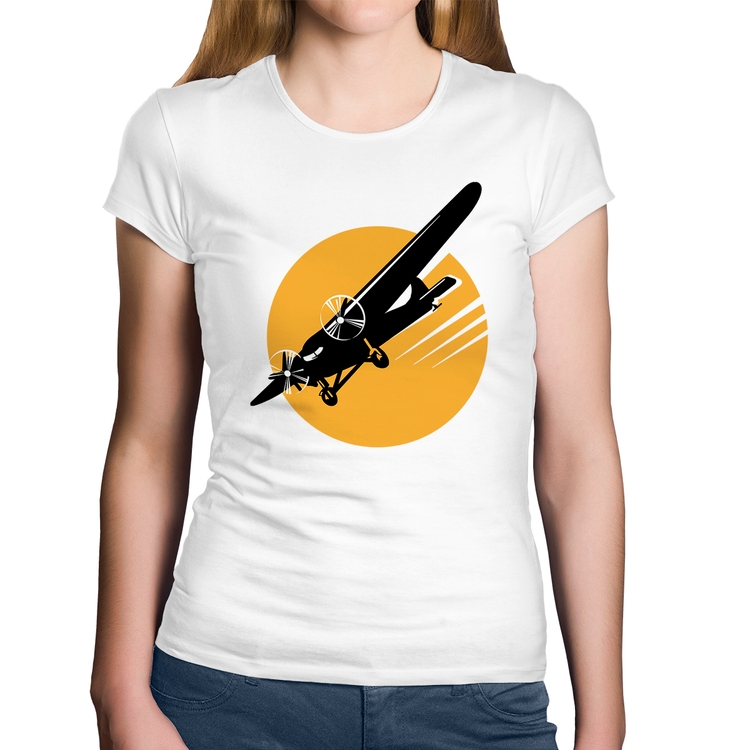 Baby Look Algodão Avião Bimotor - Branca