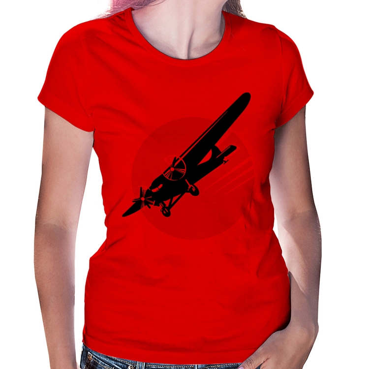 Baby Look Avião Bimotor - Vermelha