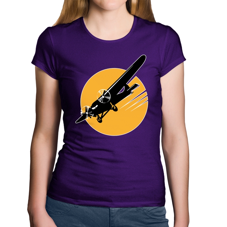 Baby Look Algodão Avião Bimotor - Roxa