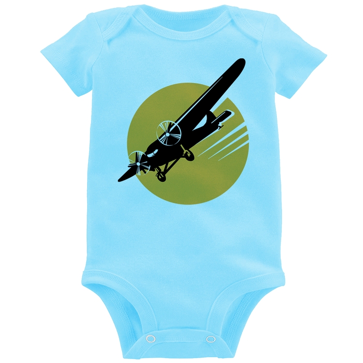 Body Bebê Avião Bimotor - Azul Bebê