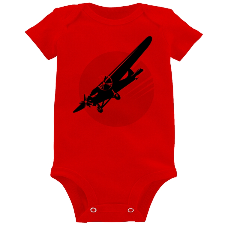 Body Bebê Avião Bimotor - Vermelho