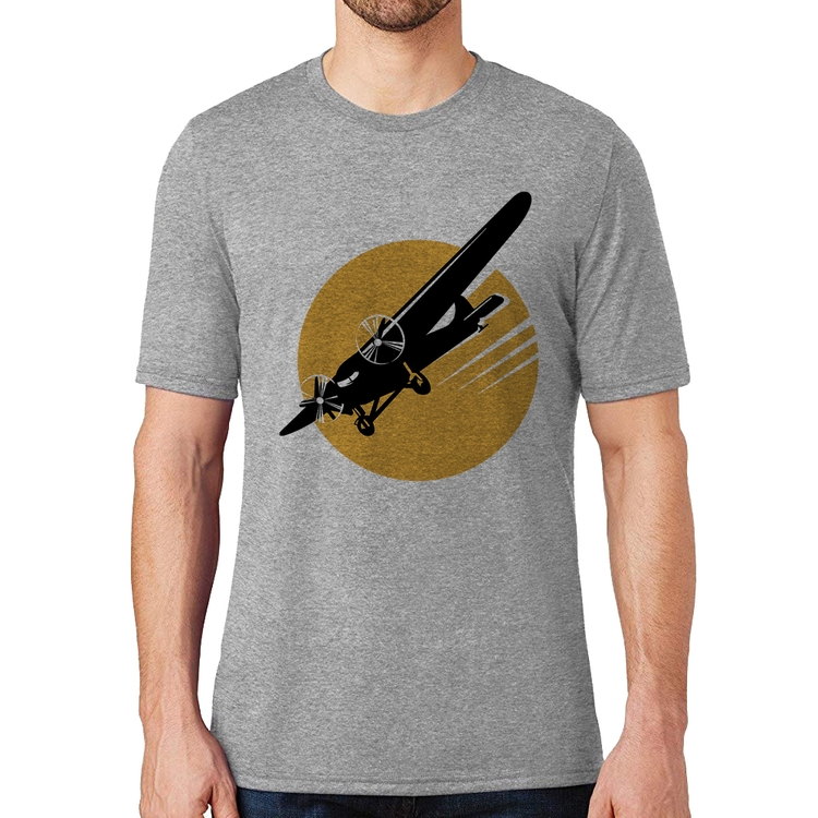 Camiseta Avião Bimotor - Cinza