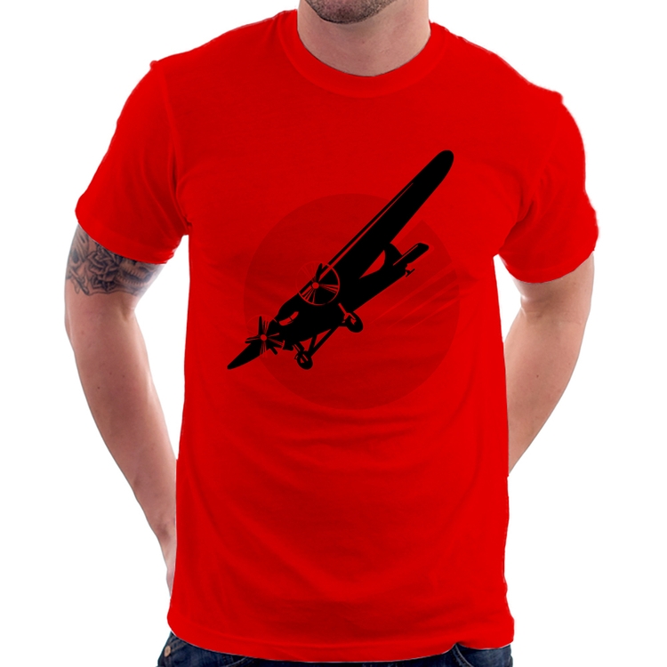 Camiseta Avião Bimotor - Vermelha