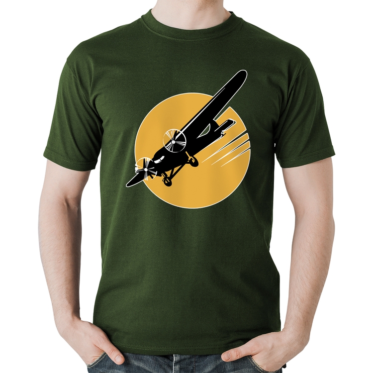 Camiseta Algodão Avião Bimotor - Musgo