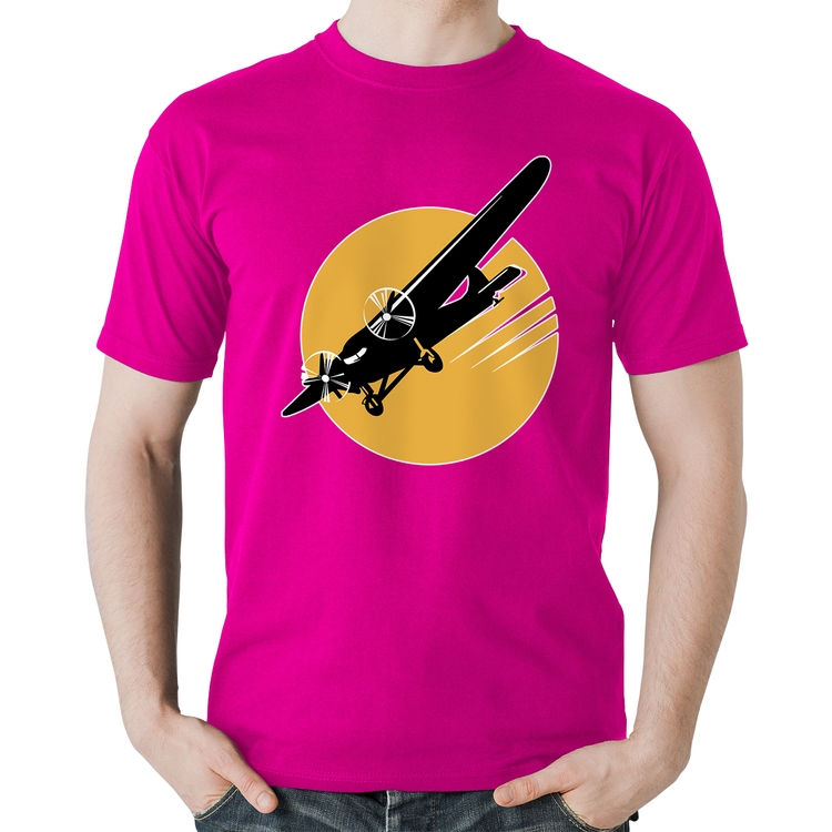 Camiseta Algodão Avião Bimotor - Rosa