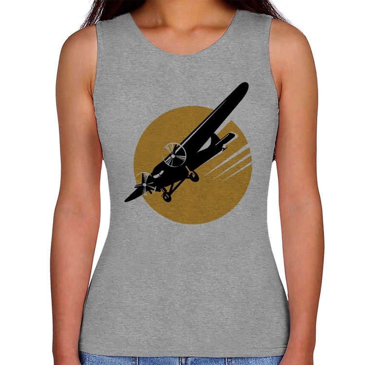 Regata Feminina Avião Bimotor - Cinza