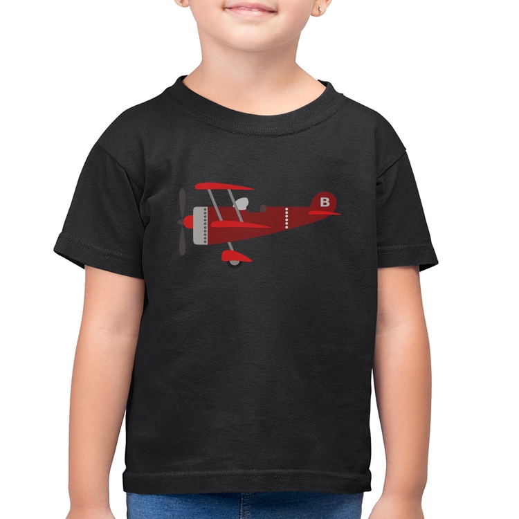 Camiseta Algodão Infantil Avião Biplano
