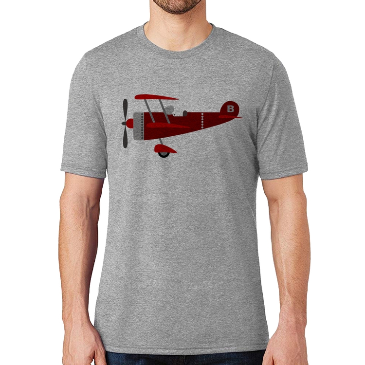 Camiseta Avião Biplano - Cinza