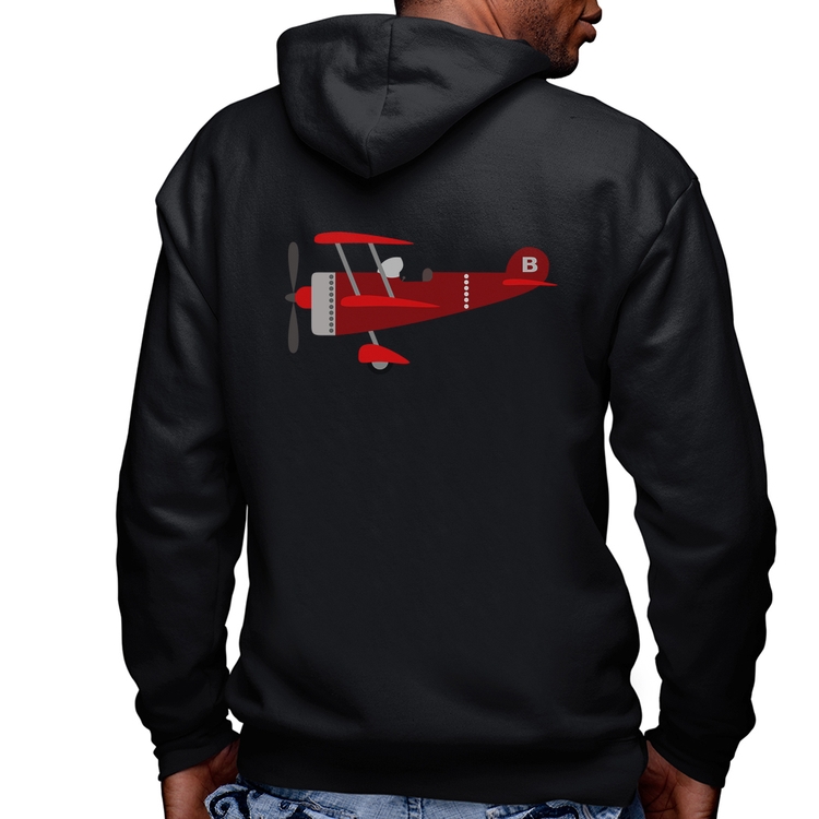 Blusa Moletom Avião Biplano Masculina com Capuz e Zíper