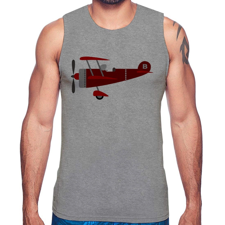 Regata Avião Biplano - Cinza