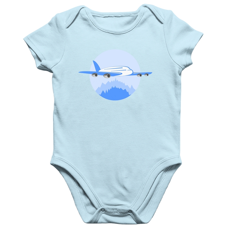 Body Bebê Algodão Avião nas Montanhas - Azul Bebê