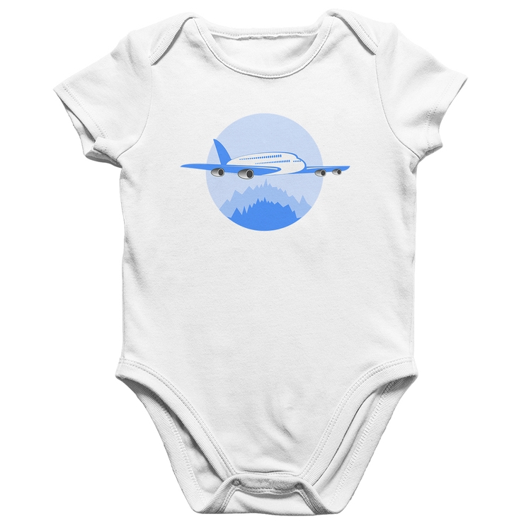 Body Bebê Algodão Avião nas Montanhas - Branco