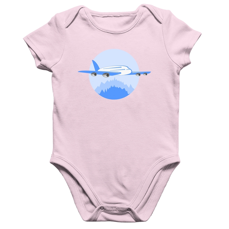 Body Bebê Algodão Avião nas Montanhas - Rosa Bebê
